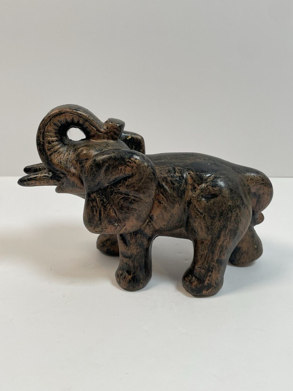 Vtg Faux Copper Elephant w Trunk up for Good Luck Paperweight Sculpture Figure